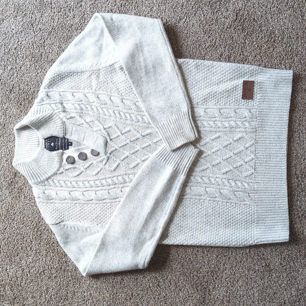 Emerald Isle Knitwear Gray Wool Blend Burren Jumper Sweater